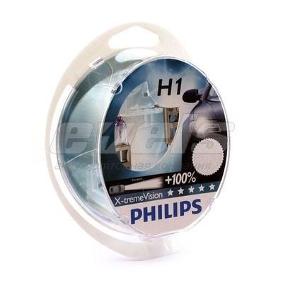 Лампы "PHILIPS" 12v H1 55W (P14,5s) X-treme Vision (+100% cвета) (комплект 2 шт.) — основное фото